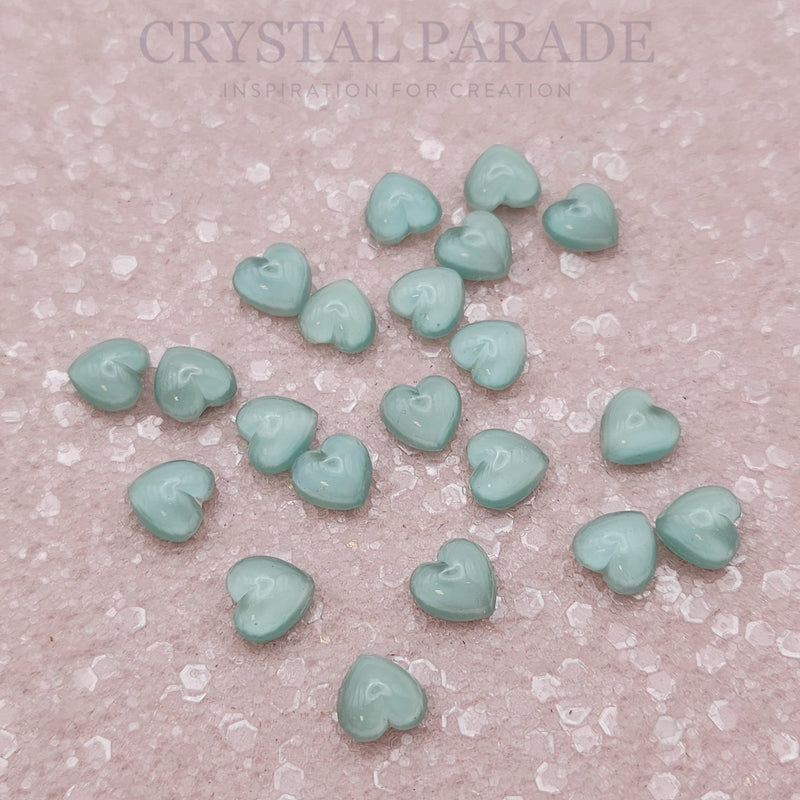 Preciosa Heart Glass Cabochons - Moonshine Green (01192)