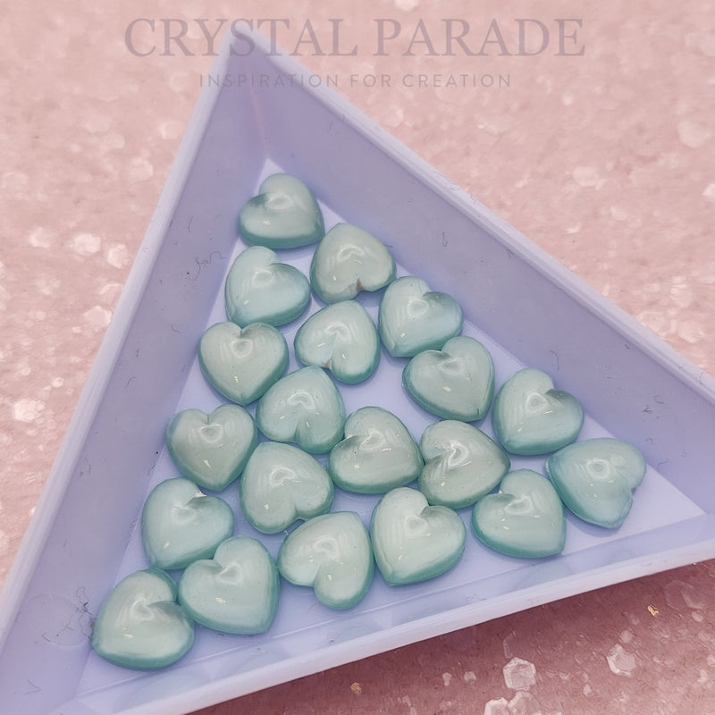 Preciosa Heart Glass Cabochons - Moonshine Green (01192)