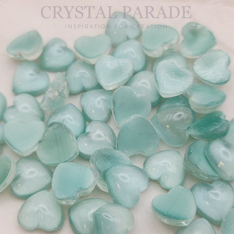 Preciosa Heart Glass Cabochons - Moonshine Green (01192)