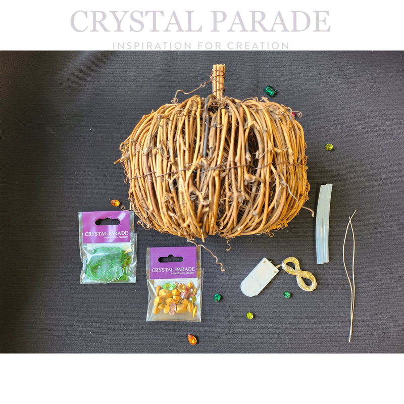 Wicker Pumpkin Blinging Kits - with LED lights and Crystals