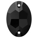 Swarovski 3210 Oval Sew on Stone - Jet Unfoiled