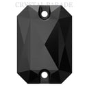 Swarovski 3252 Emerald Cut Sew on Stone - Jet Unfoiled