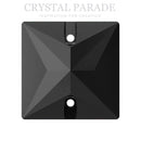 Swarovski 3240 Square Sew on Stone - Jet Unfoiled