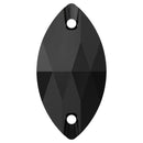 Swarovski 3223 Navette Sew on Stone - Jet Unfoiled