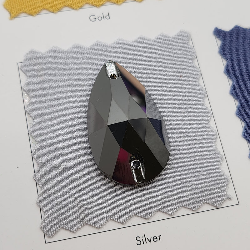 Zodiac Sew on Stone Peardrop - Jet Hematite