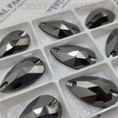 Zodiac Sew on Stone Peardrop - Jet Hematite
