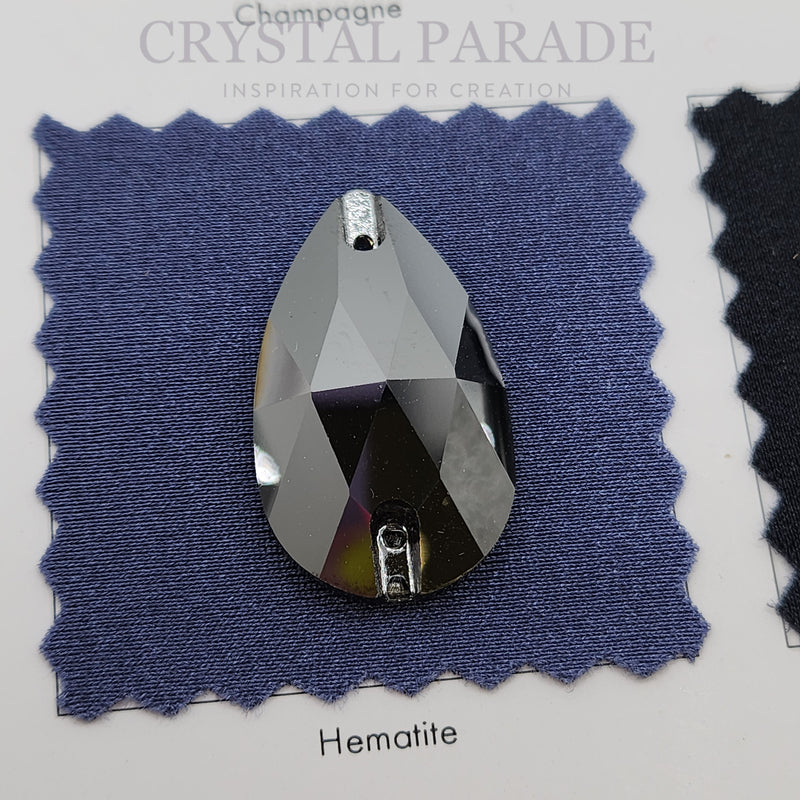 Zodiac Crystal Peardrop Sew on Stone - Jet Hematite