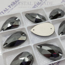 Zodiac Sew on Stone Peardrop - Jet Hematite