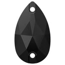 Swarovski 3230 Peardrop Sew on Stone - Jet Unfoiled