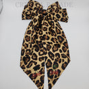 Crystal Parade Satin Hair Bow With Sparkly Cherries - Leopard Print