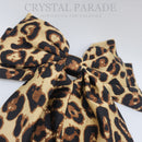 Crystal Parade Satin Hair Bow With Sparkly Cherries - Leopard Print