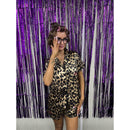 Crystal Parade Luxury Leopard Print Cherry Rhinestones Pyjama Shorts Set