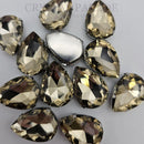 Luna Peardrop Sew on Stone in Silver Setting - Light Gold