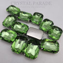 Luna Emerald Cut Sew on Stone in Silver Setting - Light Peridot