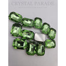 Luna Emerald Cut Sew on Stone in Silver Setting - Light Peridot