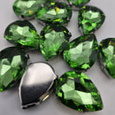 Luna Peardrop Sew on Stone in Silver Setting - Light Peridot