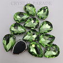 Luna Peardrop Sew on Stone in Silver Setting - Light Peridot