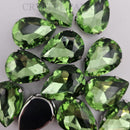 Luna Peardrop Sew on Stone in Silver Setting - Light Peridot