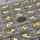 Limited Edition - Zodiac Crystal Navette Sew on Stone - Luminous Green