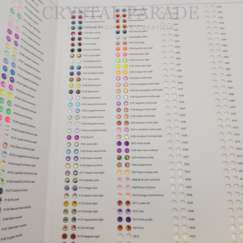 Luna Flatback Crystals Colour Chart