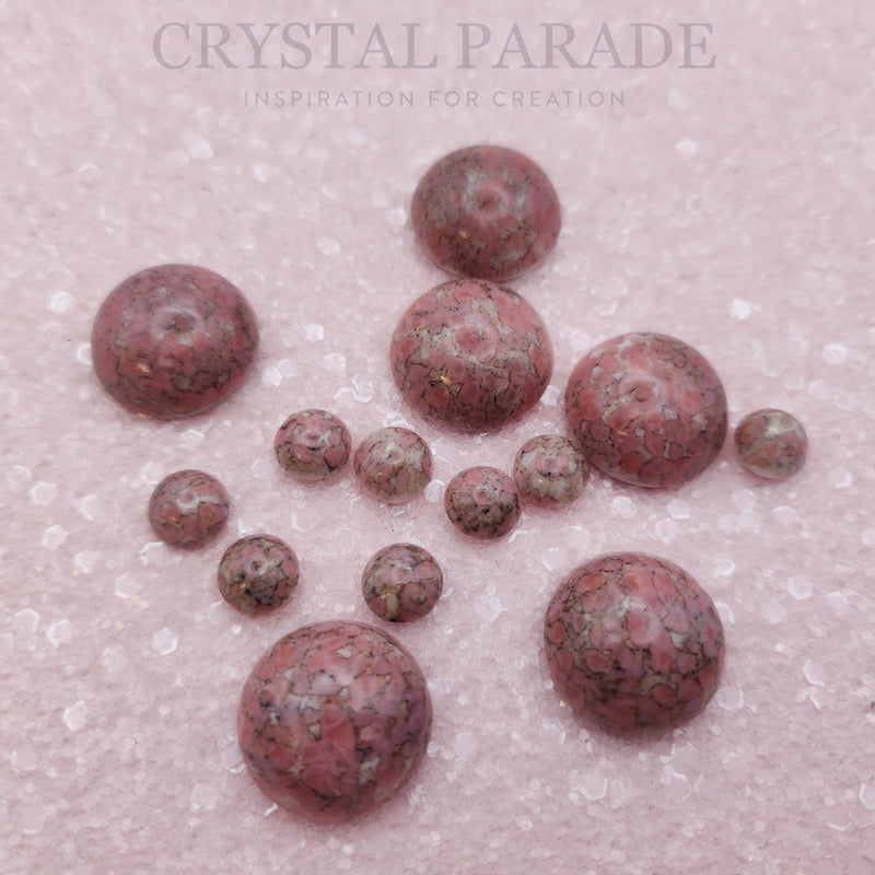 Preciosa Round Cabochons - Marble Pink (03989)