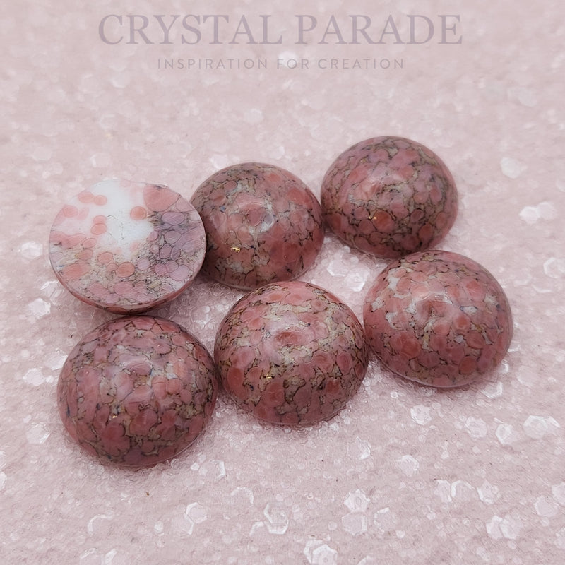 Preciosa Round Cabochons - Marble Pink (03989)