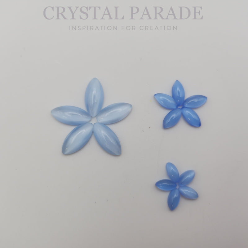 Preciosa Navette Glass Cabochons - Moonshine Blue (00377)