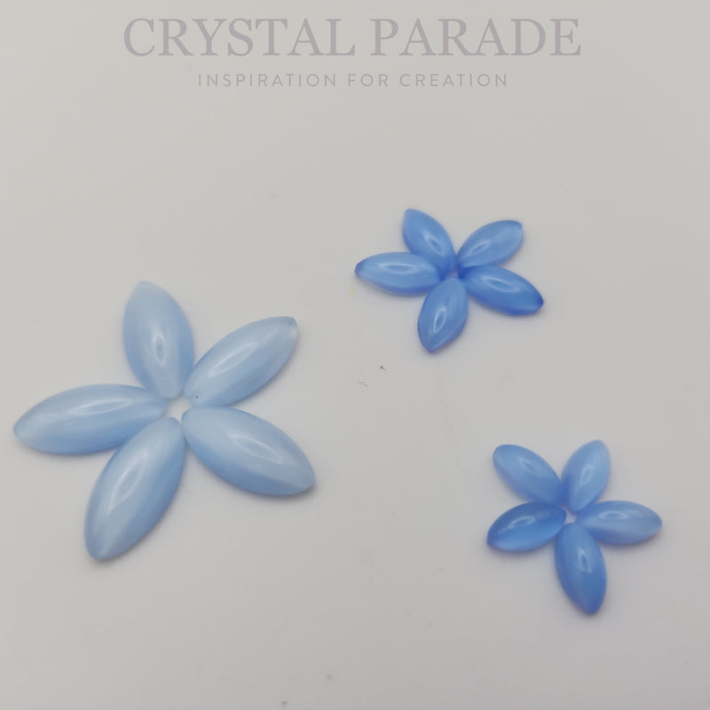 Preciosa Navette Glass Cabochons - Moonshine Blue (00377)