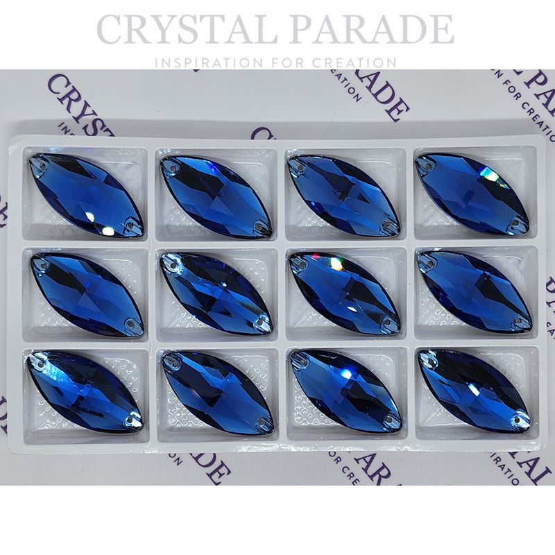 Zodiac Crystal Navette Sew on Stone - Capri Blue