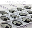 Zodiac Crystal Navette Sew on Stone - Jet Hematite