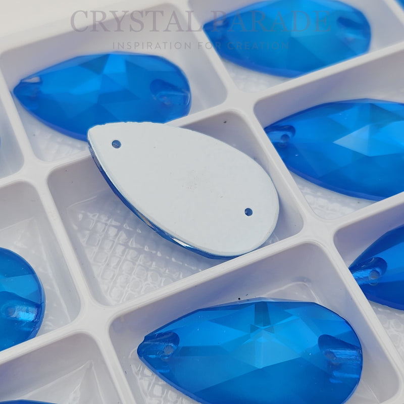 Zodiac Crystal Peardrop Sew on Stone - Neon Blue Shimmer