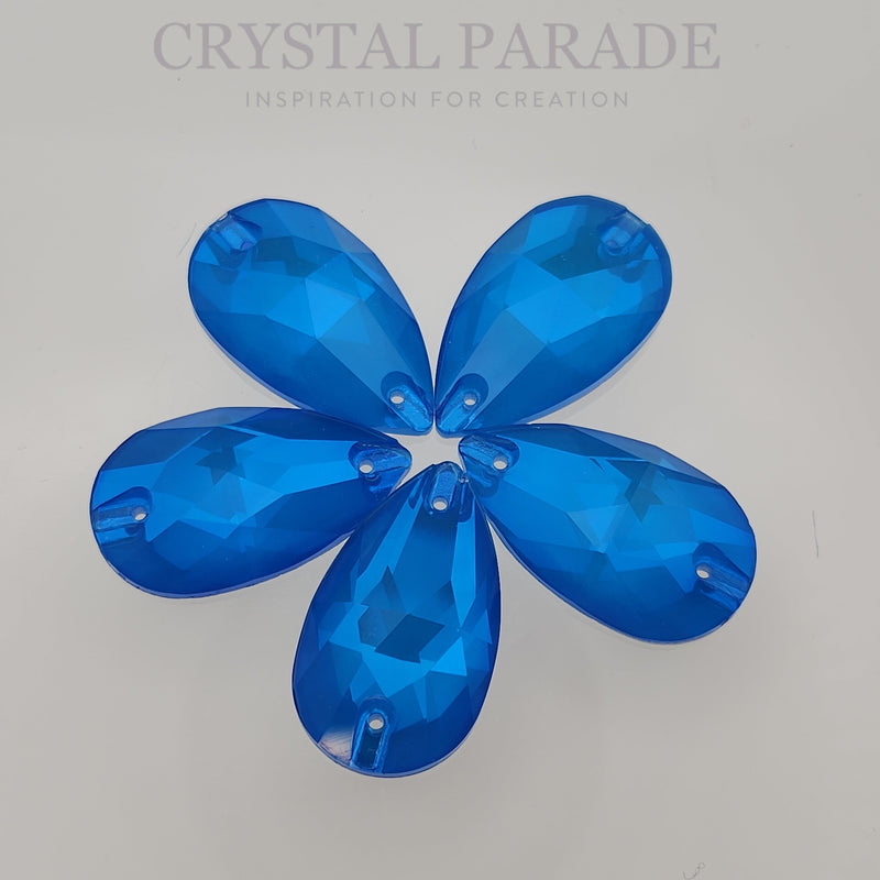 Zodiac Crystal Peardrop Sew on Stone - Neon Blue Shimmer