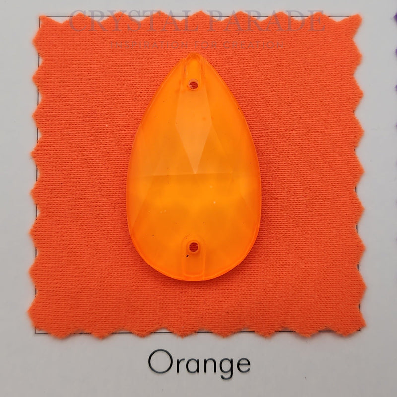 DISCONTINUED - Zodiac Crystal Peardrop Sew on Stone - Neon Orange