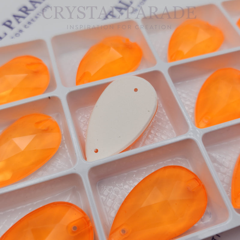 DISCONTINUED - Zodiac Crystal Peardrop Sew on Stone - Neon Orange