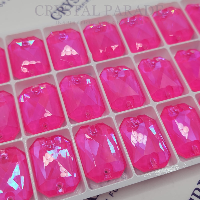 Zodiac Crystal Emerald Cut Sew on Stone - Neon Pink Shimmer