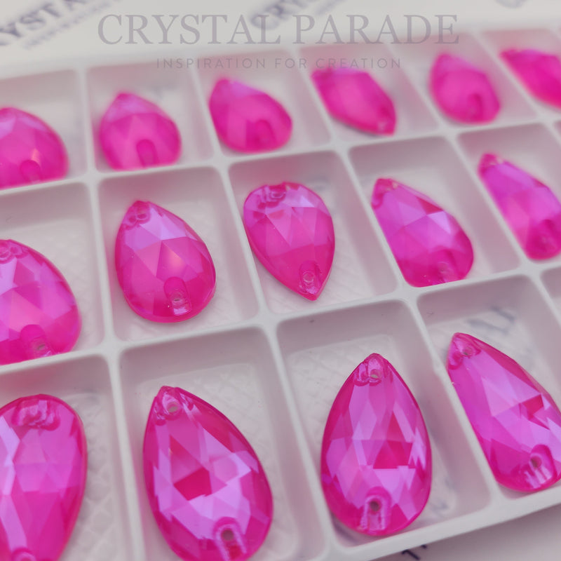 Zodiac Crystal Peardrop Sew on Stone - Neon Pink Shimmer