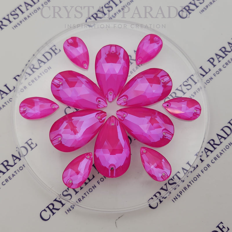 Zodiac Crystal Peardrop Sew on Stone - Neon Pink Shimmer