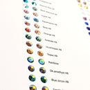 Zodiac Flatback Crystals Colour Chart