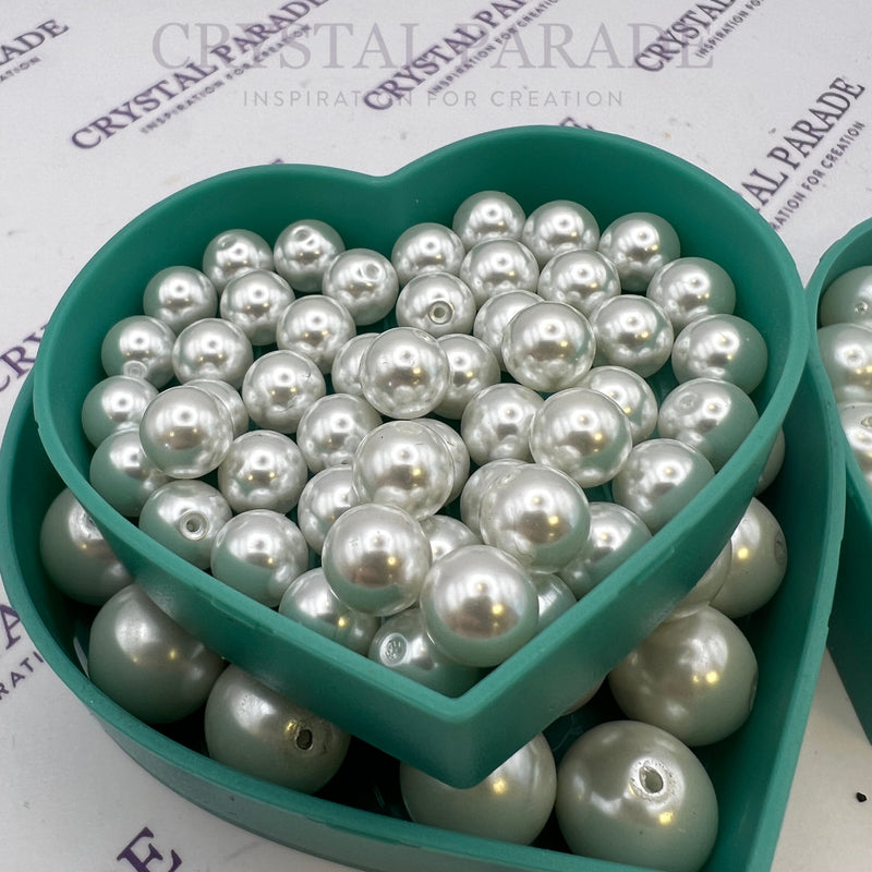 Preciosa Vintage Half-Drilled Round Pearls - Optic White