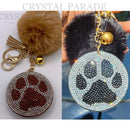 Diamante Paw Print Key Ring with Pom Pom