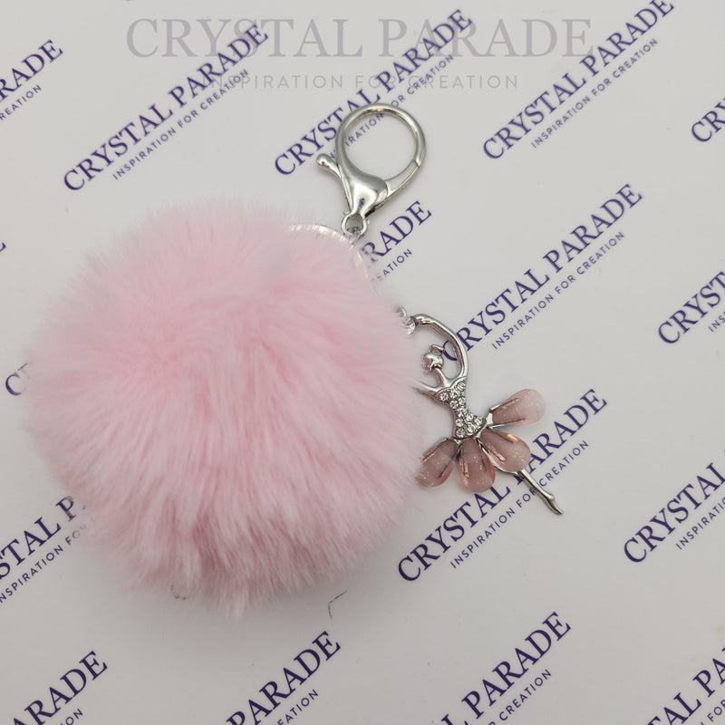 Diamante Ballerina Keyring with Pom Pom