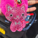 Cute Cat Keyring with Pom Pom
