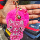 Cute Cat Keyring with Pom Pom