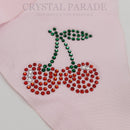 Crystal Parade Satin Hair Bow With Sparkly Cherries - Baby Pink