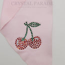 Crystal Parade Satin Hair Bow With Sparkly Cherries - Baby Pink