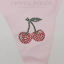 Crystal Parade Satin Hair Bow With Sparkly Cherries - Baby Pink