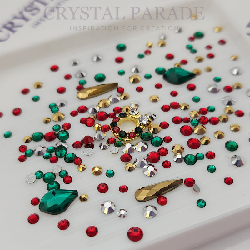 Preciosa Crystals - Pack of 200 Christmas Mix + MYSTERY Nail Art Charm