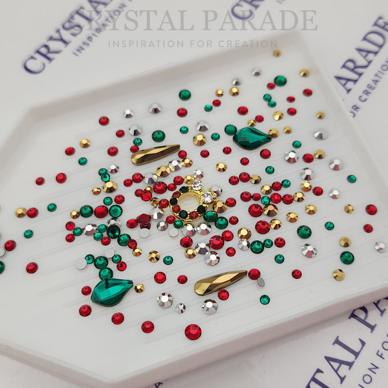 Preciosa Crystals - Pack of 200 Christmas Mix + MYSTERY Nail Art Charm