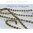 Preciosa Vintage Cupchain Raw Brass Setting - Jet Hematite SS12 (3.2mm)