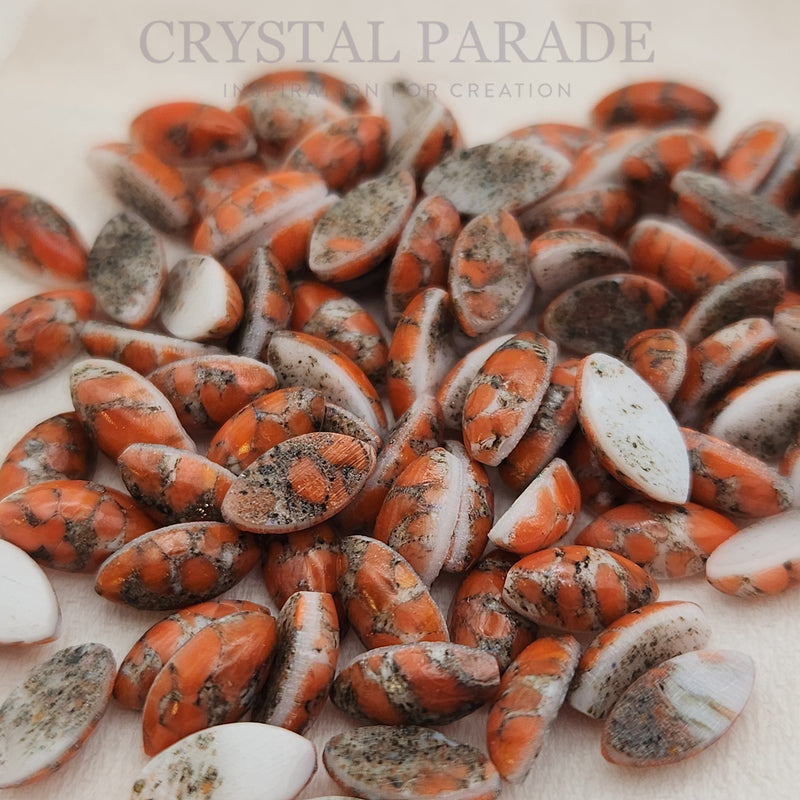 Preciosa Navette Cabochons - Marbled Coral (03298)